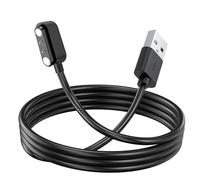 TwinkleHolm Cargador magnético para Yamaha SW022, cable de carga de reloj inteligente de 2 pines de 4 mm compatible con AGPTEK LW11, Ticwatch GTX, Xiaomi Haylou RT LSO5S (negro)