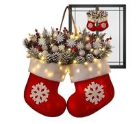 Twinkling Christmas Mitten Wreath - Velvet 30x40cm | LED Lighted Christmas Glove Garland | Festive Front Door Artificial Wreath For Home, Office and Holiday Decoration Use