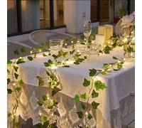 Twinkling Tree Fairy Light Olive Vine, Fairy Light Olive Vine Garland,Pre-Lit Artificial Olive Garland, 96 LED Fairy Lights Prelit, with Timer for Christmas Fireplace Decorations (Green Maple Leaf)