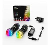 Twinkly Cadena de luces LED controladas por aplicación con 250 RGB+W (16 millones de colores + luz blanca cálida) LED de 20 metros. Cable negro. Decoración inteligente para interiores y exteriores