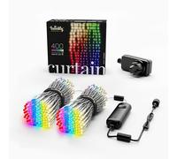 Twinkly Curtain 400 LED RGB+Blanco, Cadena de luces LED para interior y exterior, luces inteligentes, RGB y blanco, compatible con Alexa, Google Home, IP44, control de aplicación, cable transparente,