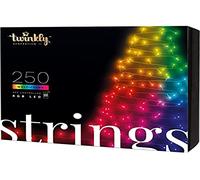Twinkly Strings - Guirnalda luminosa LED controlada por aplicación con 250 LED RGB (16 Millones de Colores) 20 Metros Alambre Negro Decoración de Iluminación Inteligente Interior y Exterior