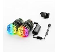 Twinkly Strings HD - Luces de Navidad LED controladas por aplicación con 700 LED RGB (16 millones de colores + blanco cálido). 38,5 metros. Cable verde.