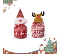 Twinktle Christmas Knitted Doll Gifts Bags, 2026 New 3D Doll Santa, Reindeer, Bear & Snowman Drawstring Gifts Bags, Reusable for Holiday, Party Wrapping, Candy & Apples(2pcsB)