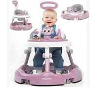 Twinky® Andador con juego de juegos y alfombrilla de suelo, resistente y ajustable en 4 posiciones, color rojo burdeos, ideal como ayuda para los primeros pasos de tu pequeño (Rosa)