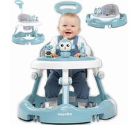 Twinky® Andador con set de juegos y alfombrilla - Ayuda de aprendizaje preescolar robusta ajustable en 4 posiciones - Ideal como ayuda para caminar para los primeros pasos de tu pequeño (Azul)