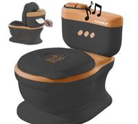 Twinky® Orinal para bebé y niño - 3 en 1 Potty Trainer & Inodoro infantil para baño de bebé, incluye sonido, diseño compacto, música y portarrollos - Asiento de inodoro perfecto para niños - Negro