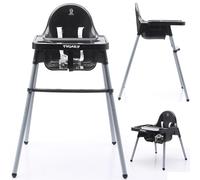 Twinky Trona Baby Eco - Trona infantil con función reclinable - Trona plegable con mesa desde el nacimiento para bebés y niños - Negro