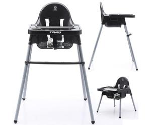 Twinky Trona Baby Eco - Trona infantil con función reclinable - Trona plegable con mesa desde el nacimiento para bebés y niños - Negro