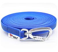 Twinkys Correa de Arrastre Dog Style engomado con mosquetón de Seguridad de 20 mm de Ancho para Perros - con muñequera de 7,5 Metro Azul