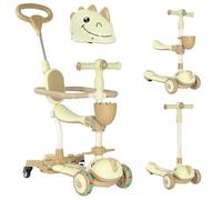 Twinly - Patinete Evolutivo 3 en 1 DINLY con Asiento y Manillar Ajustable | Triciclo, Correpasillos y Scooter LED Infantil, Bici de Equilibrio, Casco Incluido, 1-6 Años, hasta 30 kg (verde)