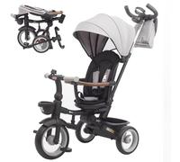 Twinly Triciclo Evolutivo Bebé Plegable 1-5 Años con Asiento Reclinable y Reversible - Acompaña el crecimiento del bebé, Freno y cinturón seguro de 5 puntos y barra de protección SAMI