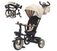Twinly Triciclo Evolutivo Bebé Plegable Sami, Beige | Asiento Reversible 360° , Respaldo Reclinable, Cinturón de 5 Puntos, Capota UPF50+, Plegado Compacto
