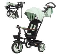 Twinly - Triciclo Evolutivo Bebé SAMI Plegable con asiento reclinable y giratorio 360 bicicleta 2 años - carrito bebe, correpasillos juguete, 1-5 años 25kg - Luz, capota extensible y mango parental