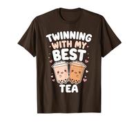 Twinning with My Best Tea Lindo Kawaii Boba Bebida para Amigos Camiseta