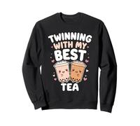 Twinning with My Best Tea Lindo Kawaii Boba Bebida para Amigos Sudadera