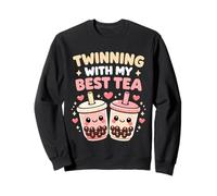 Twinning with My Best Tea Lindo Kawaii Boba Bebida para Amigos Sudadera