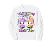 Twinning with My Best Tea Lindo Kawaii Boba Bebida para Amigos Sudadera