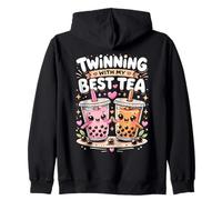 Twinning with My Best Tea Lindo Kawaii Boba Bebida para Amigos Sudadera con Capucha