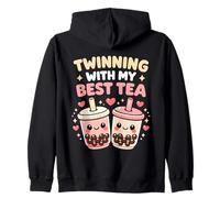 Twinning with My Best Tea Lindo Kawaii Boba Bebida para Amigos Sudadera con Capucha