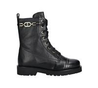 Twinset - Botas de Combate de Cuero con Cadena y Oval T - Shoes - Mujer - Negro - 39 EU -