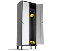 TwinThink Taquilla Metalica 180 x 64 x 40 cm Taquillas Vestuario de 2 Puertas - Taquillas Metalicas de Cerradura con Llave - Taquilla Vestuario 2 Puertas Metalicas (Blanco/Negro)