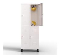 TwinThink Taquillas Metalicas de 4 Puertas 180 x 65 x 40 cm Taquillas Vestuario Taquilla Metalica con Llave Taquillas Vestuario 4 Puertas Metalicas (Blanco)