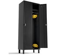 TwinThink Taquillas Vestuario. 180 x 64 x 40 cm Taquillas Metalicas de 2 Puertas Taquilla Metalica con Llave Taquillas Vestuario 2 Puertas (1, Negro)