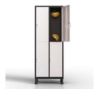 TwinThink Taquillas Vestuario. 180 x 65 x 40 cm Taquillas Metalicas de 4 Puertas Taquilla Metalica con Llave Taquillas Vestuario 4 Puertas Taquillas Vestuario Metalicas (Blanco y Negro)