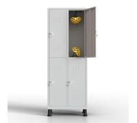 TwinThink Taquillas Vestuario. 180 x 65 x 40 cm Taquillas Metalicas de 4 Puertas Taquilla Metalica con Llave Taquillas Vestuario 4 Puertas Taquillas Vestuario Metalicas (Gris)