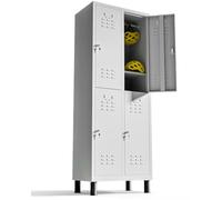 TwinThink Taquillas Vestuario. 180 x 65 x 40 cm Taquillas Metalicas de 4 Puertas Taquilla Metalica con Llave Taquillas Vestuario 4 Puertas Taquillas Vestuario Metalicas (Gris)