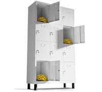 TwinThink Taquillas Vestuario 180 x 97 x 40 cm Taquillas Metalicas de 12 Puertas Taquilla Metalica con Llave Taquillas Vestuario Metalicas (Blanco)