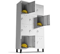 TwinThink Taquillas Vestuario 180 x 97 x 40 cm Taquillas Metálicas de 12 Puertas Taquilla Metalica con Llave Taquilla Vestuario Metalicas (Gris)