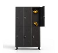 TwinThink Taquillas Vestuario. 180 x 97 x 40 cm Taquillas Metalicas de 6 Puertas Taquilla Metalica con Llave Taquillas Vestuario Metalicas (1, Negro)