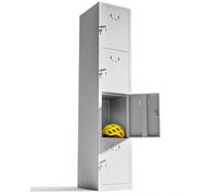 TwinThink Taquillas Vestuario de 4 Puertas Taquillas Metalicas con Llave, Taquilla Meatlica de Vestuario Taquillas Metálicas (Gris)