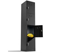 TwinThink Taquillas Vestuario Taquillas Metalicas de 4 Puertas Taquilla Metalica con Llave Taquillas Vestuario 4 Puertas (Negro)