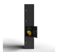 TwinThink Taquillas Vestuario Taquillas Metalicas de 4 Puertas Taquilla Metalica con Llave Taquillas Vestuario 4 Puertas Taquillas Vestuario Metalicas (1, Negro)