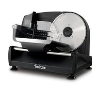 Twinzee Cortadora de Fiambre Electrico 150W Negra - 2 Cuchillas, Grosor 0-15 mm - Cortafiambres Electrico para Jamón, Embutidos, Carne y Pan