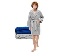 Twinzen Bata Niño y Niña Adolescente con Capucha, 100% Oeko Tex, Bata Niño Invierno Adolescente 11-12 Años Gris - Tejido Esponja Batin de Baño Ultra Suave y Absorbente