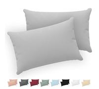 Twinzen® Funda Almohada 30x50 (Juego de 2) - Gris - 100% Algodon Jersey - Funda de Almohada Algodon - Funda Cojin para Cama - Protector de Almohada con Cremallera