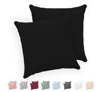 Twinzen® Funda Almohada 40x40 (Juego de 2) - Negro - 100% Algodon Jersey - Funda de Almohada Algodon - Funda Cojin para Cama - Protector de Almohada con Cremallera