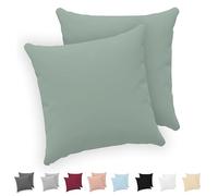 Twinzen® Funda Almohada 40x40 (Juego de 2) - Verde - 100% Algodon Jersey - Funda de Almohada Algodon - Funda Cojin para Cama - Protector de Almohada con Cremallera