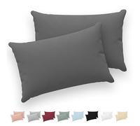 Twinzen® Funda Almohada 40x60 (Juego de 2) - Antracita - 100% Algodon Jersey - Funda de Almohada Algodon - Funda Cojin para Cama - Protector de Almohada con Cremallera