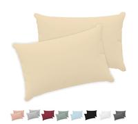 Twinzen® Funda Almohada 40x60 (Juego de 2) - Beige - 100% Algodon Jersey - Funda de Almohada Algodon - Funda Cojin para Cama - Protector de Almohada con Cremallera