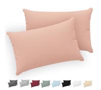 Twinzen® Funda Almohada 40x70 (Juego de 2) - Rosa - 100% Algodon Jersey - Funda de Almohada Algodon - Funda Cojin para Cama - Protector de Almohada con Cremallera