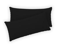 Twinzen® Funda Almohada 40x80 (Juego de 2) - Negro - 100% Algodon Jersey - Funda de Almohada Algodon - Funda Cojin para Cama - Protector de Almohada con Cremallera