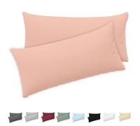 Twinzen® Funda Almohada 40x80 (Juego de 2) - Rosa - 100% Algodon Jersey - Funda de Almohada Algodon - Funda Cojin para Cama - Protector de Almohada con Cremallera