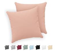 Twinzen® Funda Almohada 50x50 (Juego de 2) - Rosa - 100% Algodon Jersey - Funda de Almohada Algodon - Funda Cojin para Cama - Protector de Almohada con Cremallera