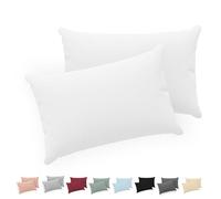 Twinzen® Funda Almohada 50x70 (Juego de 2) - Blanco - 100% Algodon Jersey - Funda de Almohada Algodon - Funda Cojin para Cama - Protector de Almohada con Cremallera