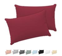Twinzen® Funda Almohada 50x70 (Juego de 2) - Burdeos - 100% Algodon Jersey - Funda de Almohada Algodon - Funda Cojin para Cama - Protector de Almohada con Cremallera